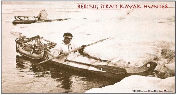NATIVE-KAYAKER AT ICE FLOW