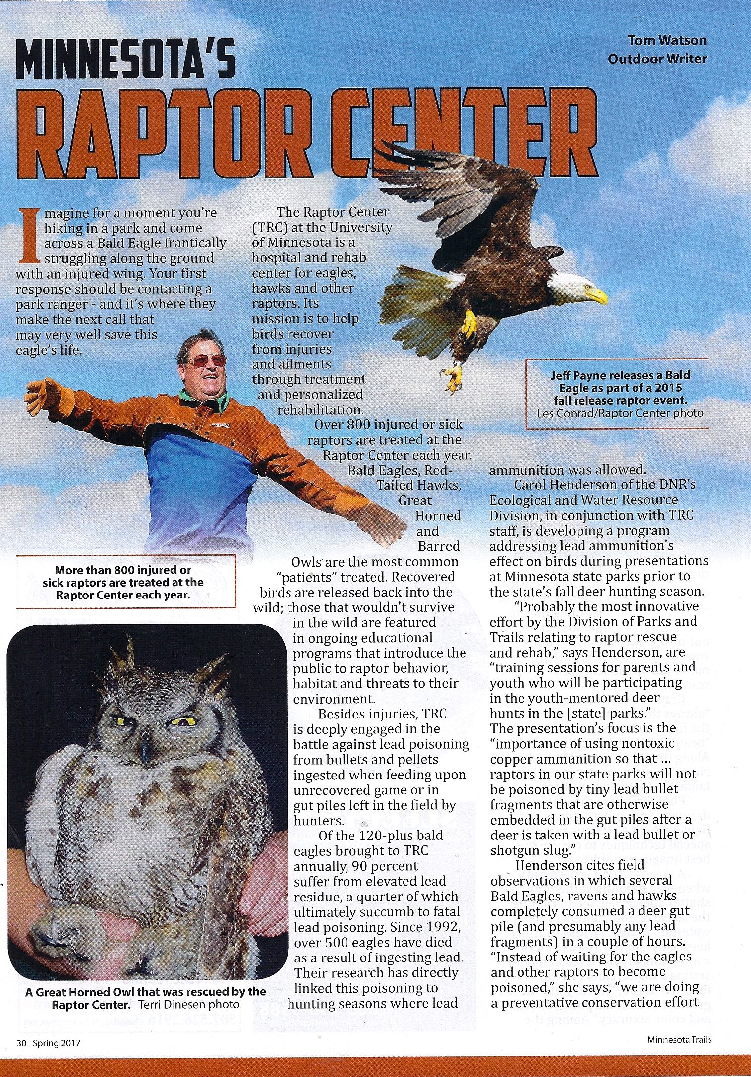 ARTICLE-RAPTOR CENTER-MN TRAILS